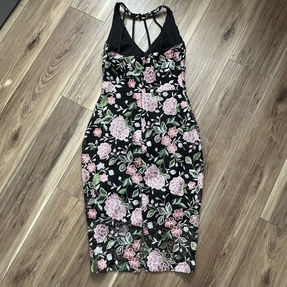 GUESS Women’s Black Floral Embroidered Mesh Sheath Dress | Padded Bust | Size 6 - Picture 6 of 15